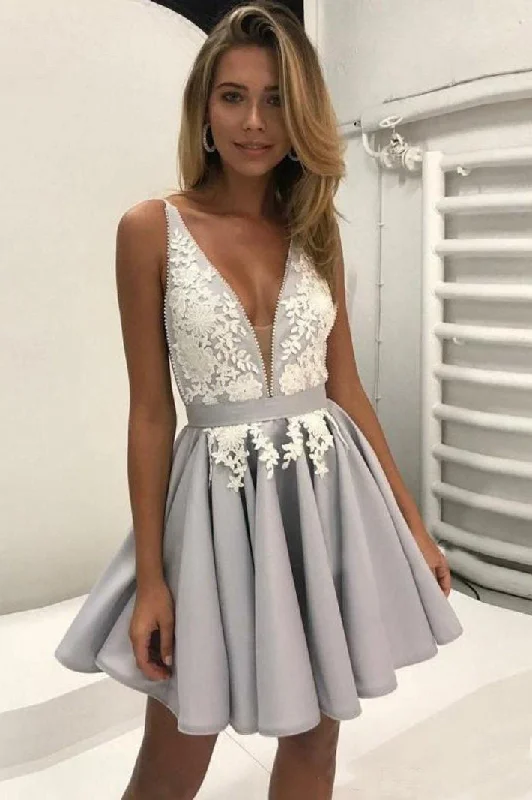 V Neck Short A Line Prom Dress,Sleeveless Lace Appliques Cheap Homecoming Dress DM416 V Neck Short A Line Prom Dress,Sleeveless Lace Appliques Cheap Homecoming Dress DM416