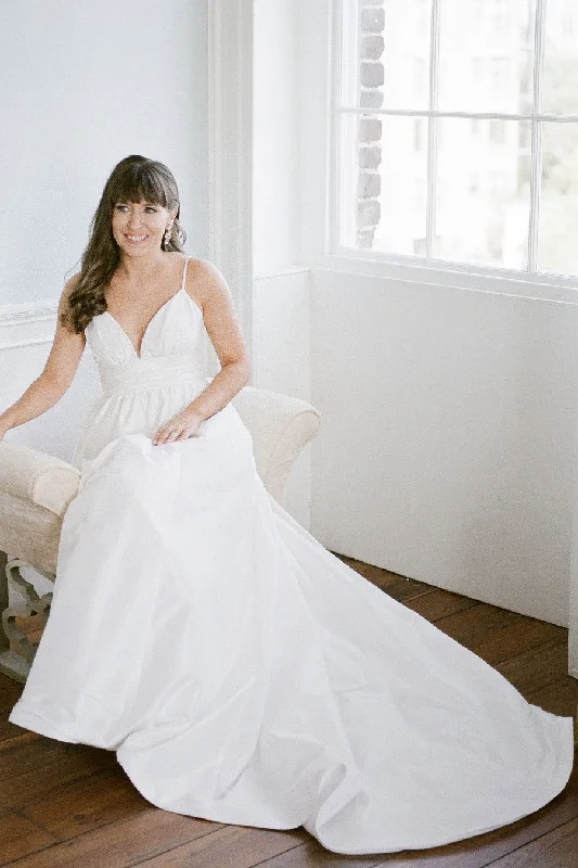 A-line Taffeta Bridal Dresses with Thin Straps