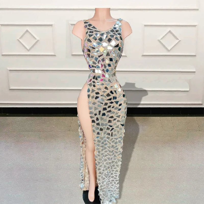 Luxury Sheath Long Prom Dresses for Birthday Party Sparkly Sequin Women Formal Occasion Evening Gowns with Slit Custom Made Luxury Sheath Long Prom Dresses for Birthday Party Sparkly Sequin Women Formal Occasion Evening Gowns with Slit Custom Made