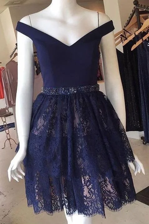 stunning New Arrival Princess V-neck Lace Short Homecoming Dresses,Prom Dress DM358