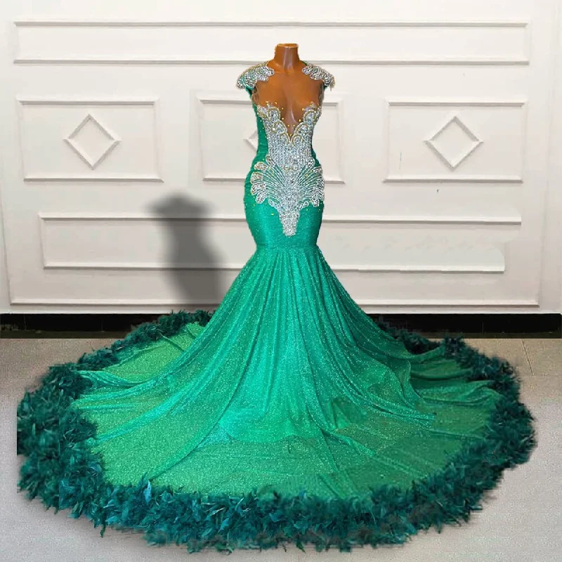 Luxury Mermaid Long Prom Dresses for Graduation Party Sparkly Sequin Beaded Feathers Women Custom Formal Evening Gowns Luxury Mermaid Long Prom Dresses for Graduation Party Sparkly Sequin Beaded Feathers Women Custom Formal Evening Gowns