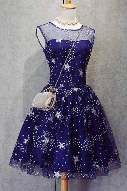 A Line Knee Length Beading Royal Blue Homecoming Dresses,Short Bling Prom Dresses DM489 A Line Knee Length Beading Royal Blue Homecoming Dresses,Short Bling Prom Dresses DM489