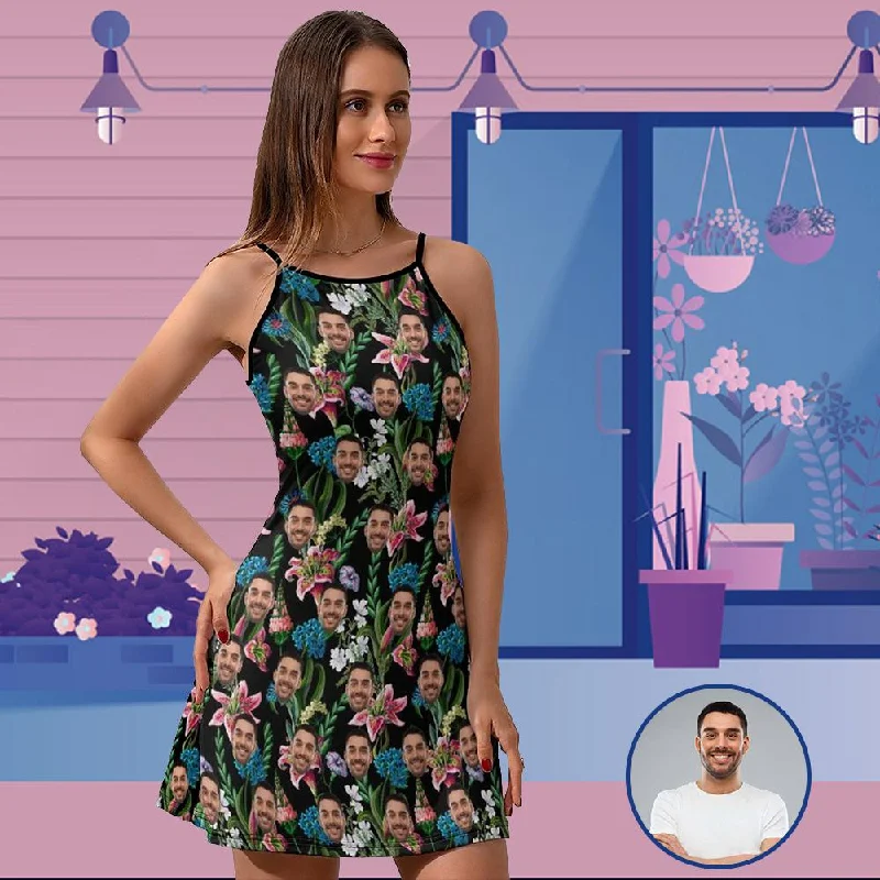 Custom Face Summer Flowers Women's Sling Dress