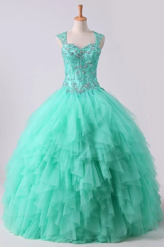 2024 Mint Sweetheart Floor Length Beaded Bodice Quinceanera Dresses Tulle Ball PC88FPDT 2024 Mint Sweetheart Floor Length Beaded Bodice Quinceanera Dresses Tulle Ball PC88FPDT
