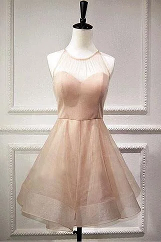 Stylish A line Tulle Short Junior Open Back Prom Dress,Cute Homecoming Dresses DM357