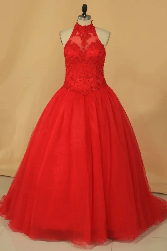 2024 Quinceanera Dresses High Neck Ball Gown PQCNYMCE