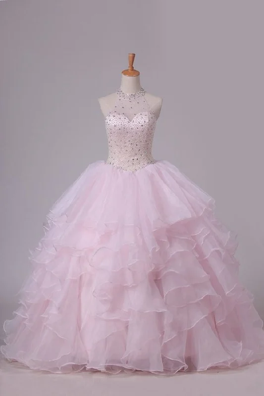 2024 Halter Ball Gown Beaded Bodice Open Back Quinceanera Dresses Organza Floor PNJKAXZA 2024 Halter Ball Gown Beaded Bodice Open Back Quinceanera Dresses Organza Floor PNJKAXZA