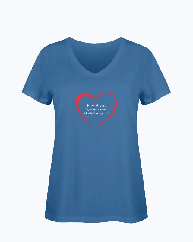 T-Shirt Women's HD V Neck Heart Obedience Chenille Fabric Brocade Fabric Lace Fabric T-Shirt Women's HD V Neck Heart Obedience Chenille Fabric Brocade Fabric Lace Fabric