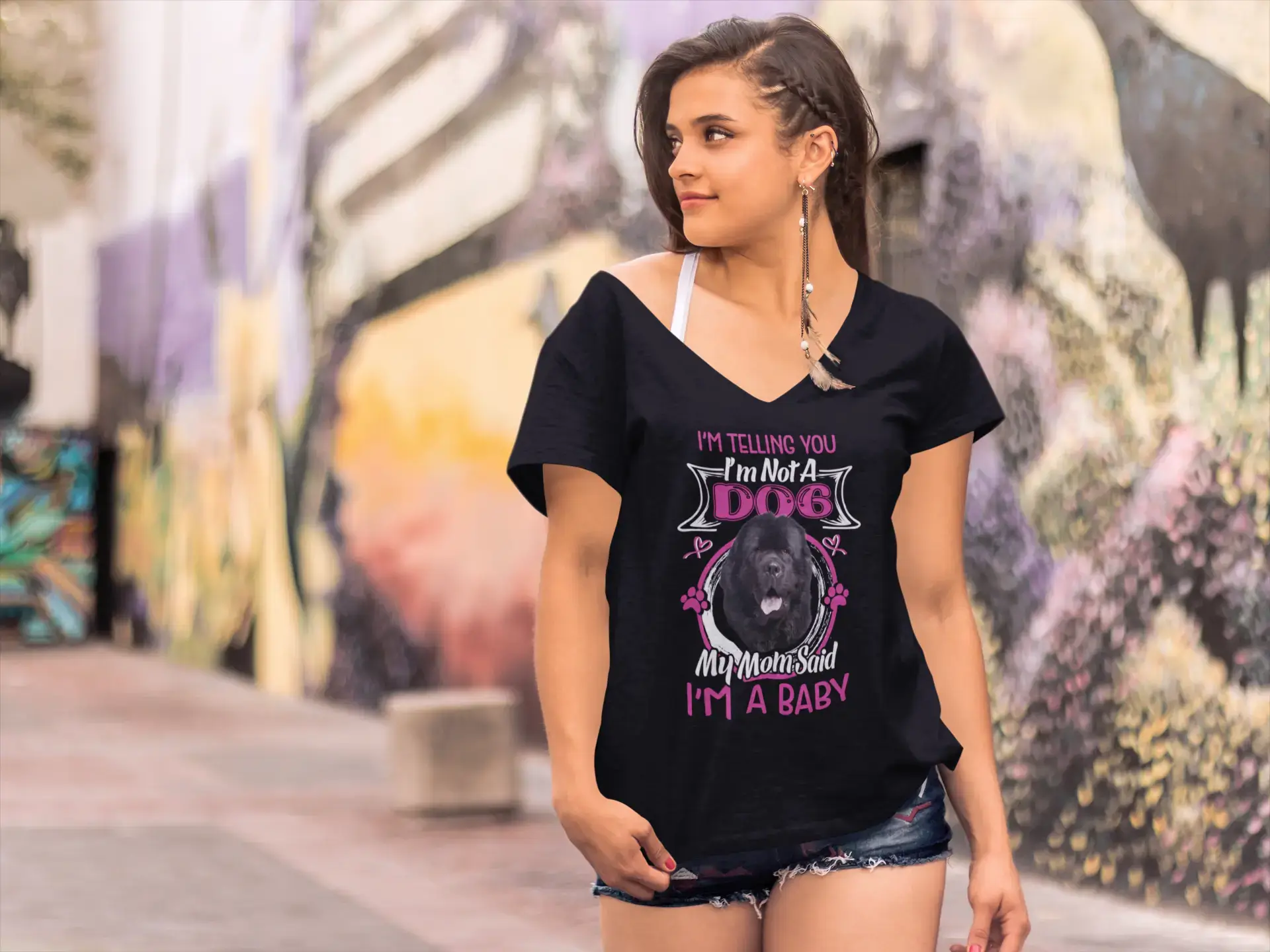 ULTRABASIC Women's T-Shirt I'm Telling You I'm Not a Newfoundland - My Mom Said I'm a Baby - Cute Puppy Dog Lover Tee Shirt Solid Print Embellished ULTRABASIC Women's T-Shirt I'm Telling You I'm Not a Newfoundland - My Mom Said I'm a Baby - Cute Puppy Dog Lover Tee Shirt Solid Print Embellished