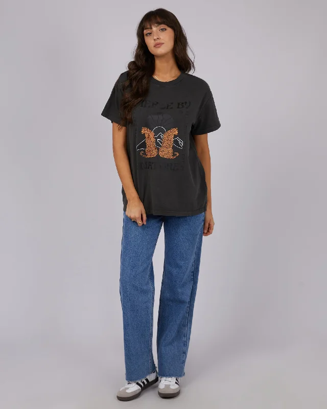 ALL ABOUT EVE Fierce Standard Womens Tee - Washed Black Lace Blend Ribbed Blend Corduroy Blend ALL ABOUT EVE Fierce Standard Womens Tee - Washed Black Lace Blend Ribbed Blend Corduroy Blend