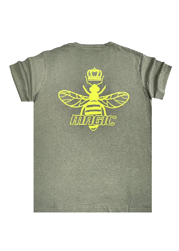 Κοντομάνικη μπλούζα Magic bee - MB2418 - back green logo tee ανοιχτό χακί Solid Color Striped Floral