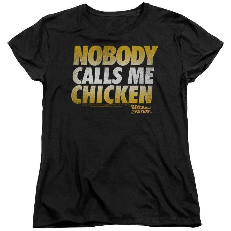 Back To The Future Chicken - Women's T-Shirt Fleece Fabric Down Fabric Feather Fabric Back To The Future Chicken - Women's T-Shirt Fleece Fabric Down Fabric Feather Fabric