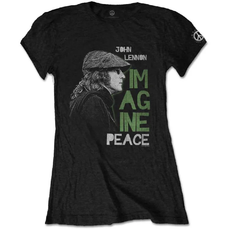 Beatles John Lennon Imagine Peace Ladies T-Shirt Elasticated Padded Insulated