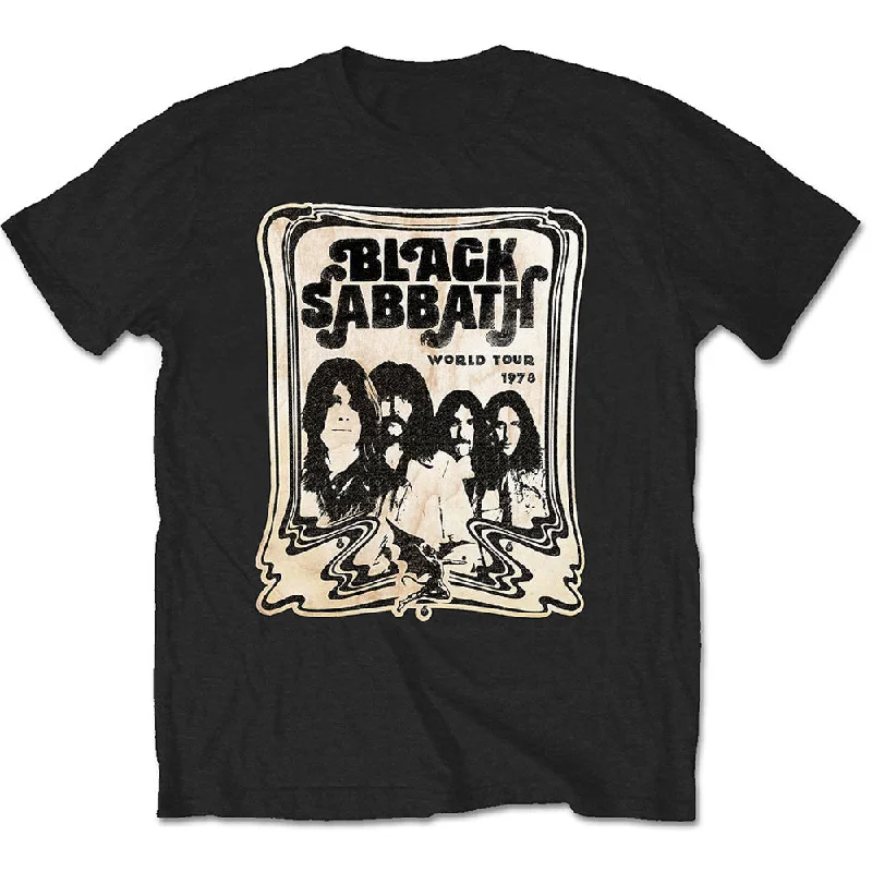 BLACK SABBATH Attractive T-Shirt, World Tour 1978 Front Pockets Side Pockets Patch Pockets BLACK SABBATH Attractive T-Shirt, World Tour 1978 Front Pockets Side Pockets Patch Pockets