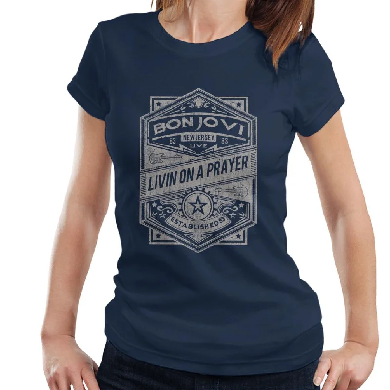 Bon Jovi Livin On A Prayer Live 83 Women's T-Shirt Thin T-Shirt Open Front Quick Dry Bon Jovi Livin On A Prayer Live 83 Women's T-Shirt Thin T-Shirt Open Front Quick Dry