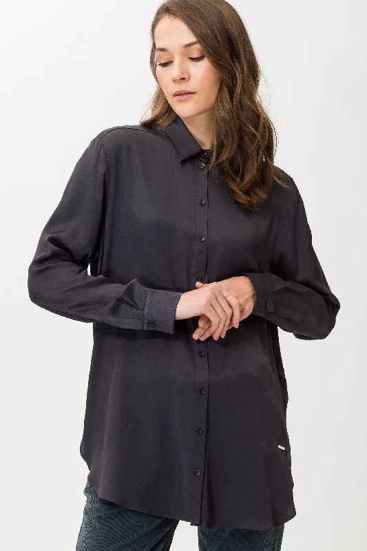 Brax Vic 49-9184 05 Slate Grey Shirt Zippered Front Buttoned Front Snap Front