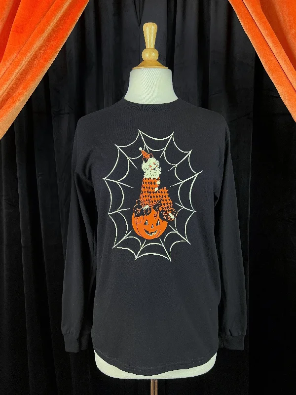 Clowning on Cobwebs Unisex Long Sleeve Tee Embroidered Appliqued Beaded