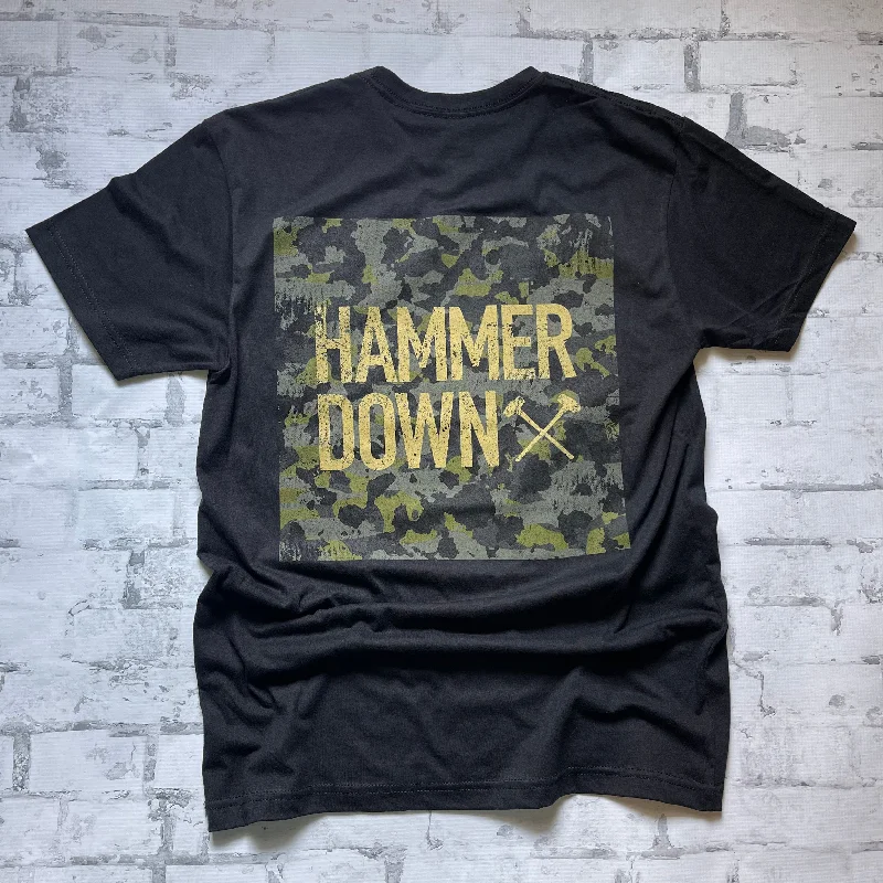 Hammer Down "Two Row Field Camo" Short Sleeve T-shirt - Black Satin Fabric Silk Fabric Chiffon Fabric Hammer Down "Two Row Field Camo" Short Sleeve T-shirt - Black Satin Fabric Silk Fabric Chiffon Fabric