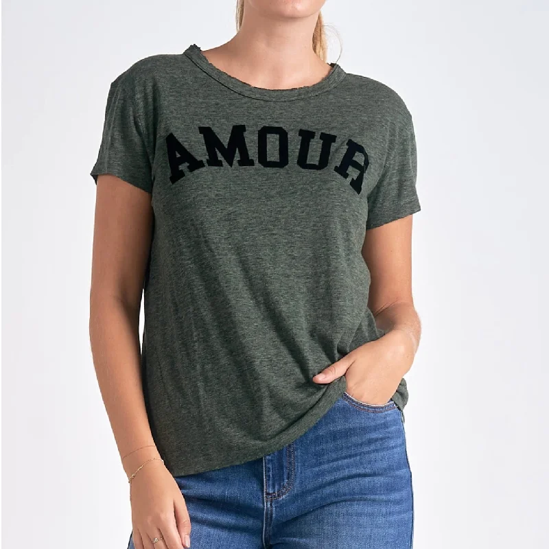 Elan olive amour tee Polka Dot Checkered Tartan