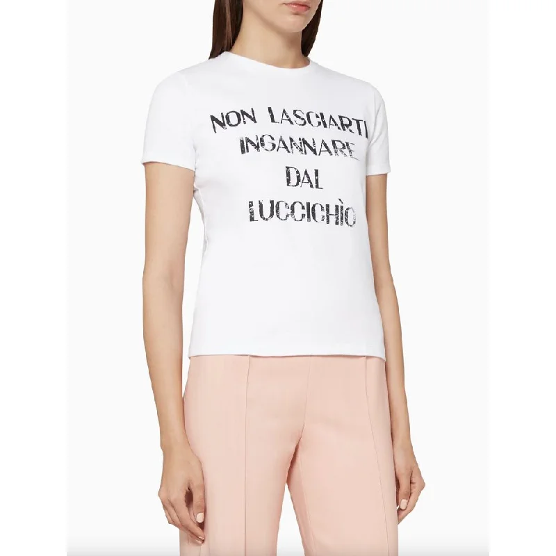 Elisabetta Franchi Elegant Rhinestone Studded Cotton Tee Hooded Caped Shawl Collar