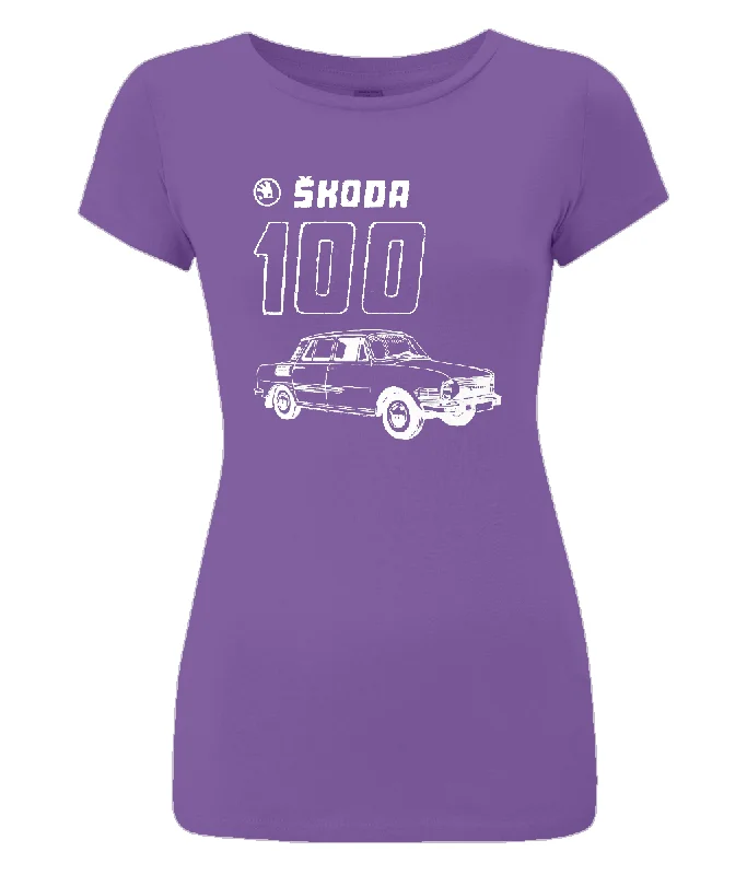 Women's Slim-Fit Jersey T-Shirt "Skoda 100" Knit Fabric Woven Fabric Fleece Fabric