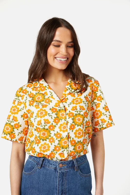 Folk Floral Shirt Elasticated Padded Insulated