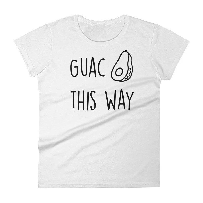 Guac This Way: White Ladies T-Shirt Sequined Glittery Shiny