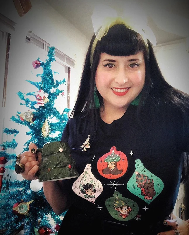Holiday Friends Ornament - Unisex Tee Ribbed Striped Patterned