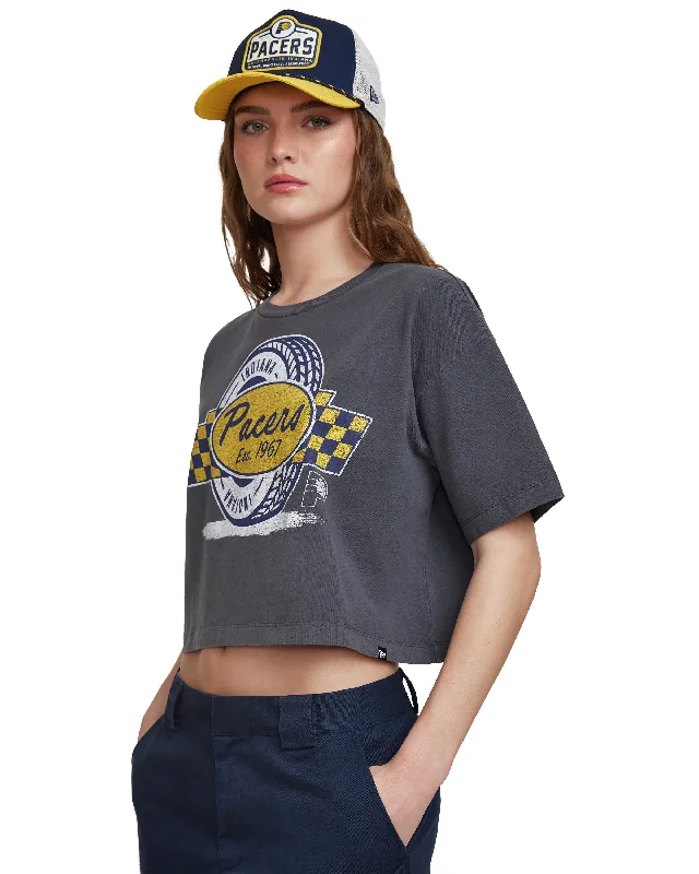 Indiana Pacers 2024 Rally Drive Women's T-Shirt Ribbed Striped Patterned
