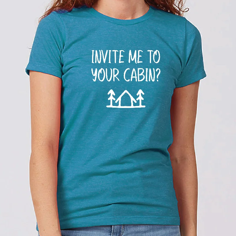 Invite Me To Your Cabin? Minnesota Women's Slim Fit T-Shirt Cotton Fabric Linen Fabric Terry Fabric Invite Me To Your Cabin? Minnesota Women's Slim Fit T-Shirt Cotton Fabric Linen Fabric Terry Fabric