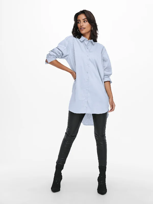 Jacqueline De Yong MIO Long Shirt -CASHMERE BLUE Cashmere Blend Cotton Blend Poly Blend Jacqueline De Yong MIO Long Shirt -CASHMERE BLUE Cashmere Blend Cotton Blend Poly Blend