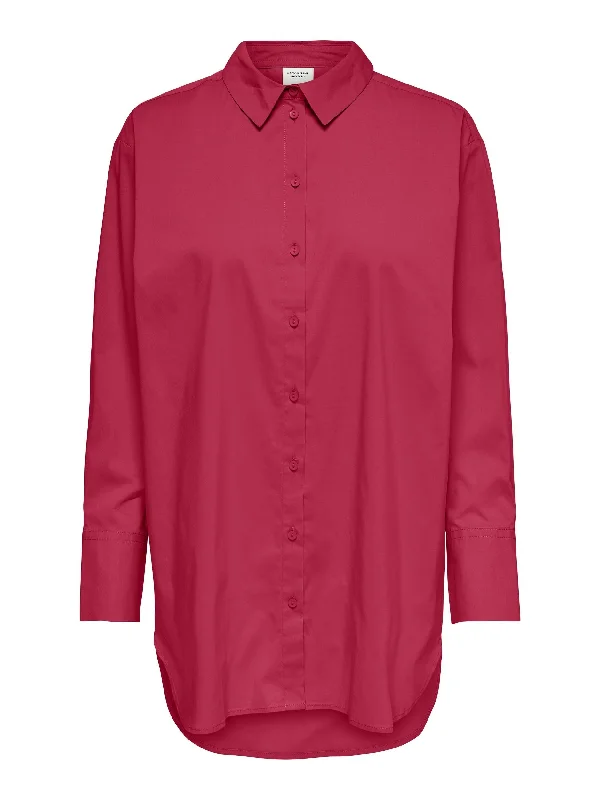 Jacqueline De Yong MIO Long Shirt -RASPBERRY Polka Dot Checkered Tartan