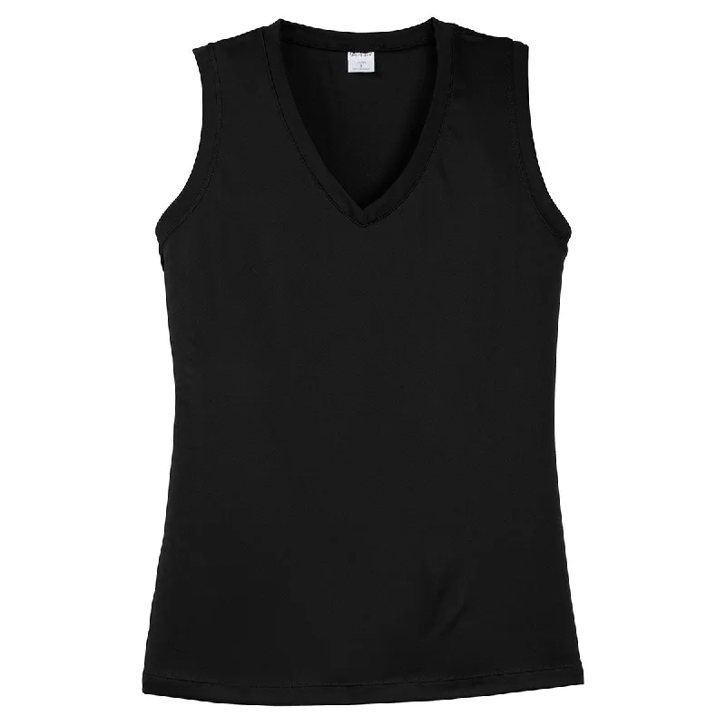 Sport-Tek Women's Black Sleeveless PosiCharge Competitor V-Neck Tee Elegant Classic Vintage Sport-Tek Women's Black Sleeveless PosiCharge Competitor V-Neck Tee Elegant Classic Vintage
