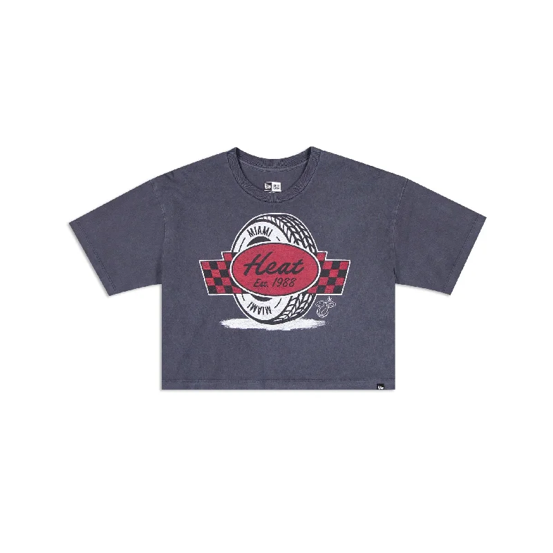 Miami Heat 2024 Rally Drive Women's T-Shirt Polka Dot Checkered Tartan