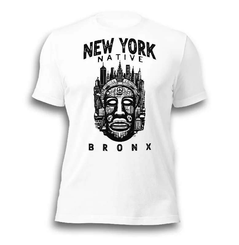 NEW YORK NATIVE BRONX WHITE UNISEX T-SHIRT Satin Blend Silk Blend Wool Blend