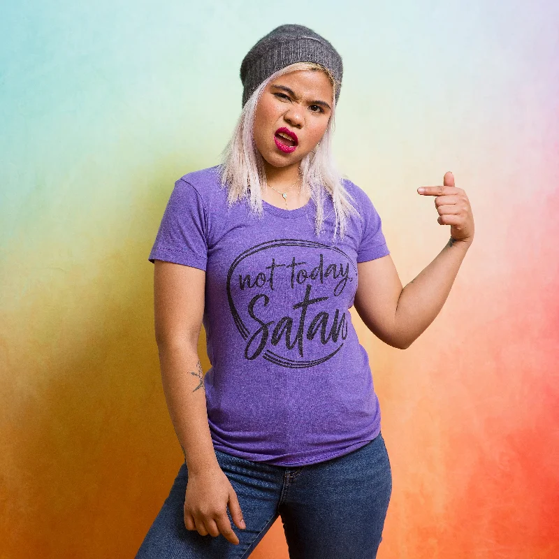 NOT TODAY, SATAN Women/Junior Fitted T-Shirt Collared T-Shirt Boat Neck A-Line