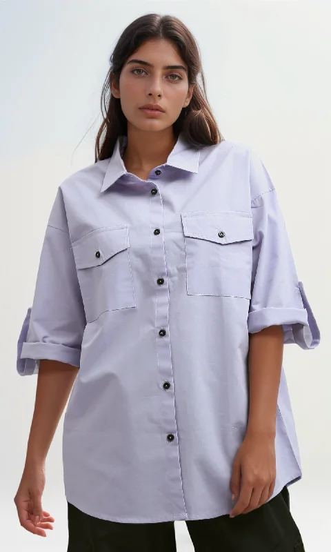 O181640 Summer 3/4 Sleeves Shirt Relaxed Fit - Light Purple Knit Fabric Woven Fabric Fleece Fabric O181640 Summer 3/4 Sleeves Shirt Relaxed Fit - Light Purple Knit Fabric Woven Fabric Fleece Fabric