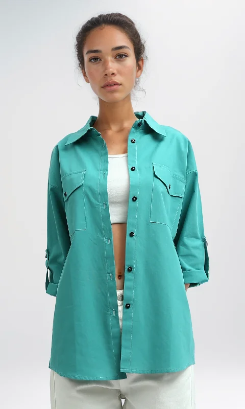 O181641 Summer 3/4 Sleeves Shirt Relaxed Fit - Turqoise Faux Fur Fabric Real Fur Fabric Shearling Fabric O181641 Summer 3/4 Sleeves Shirt Relaxed Fit - Turqoise Faux Fur Fabric Real Fur Fabric Shearling Fabric