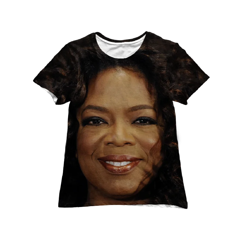 Oprah Women's Tee Asymmetrical Pockets Print