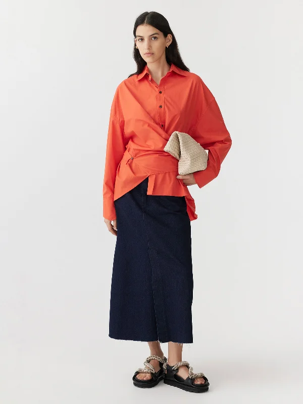 parachute cotton wrap shirt Silk Blend Satin Velvet