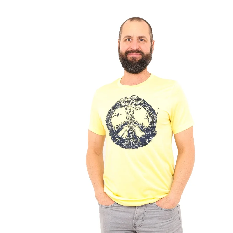 Peace Outside T Shirt Asymmetrical Pockets Print
