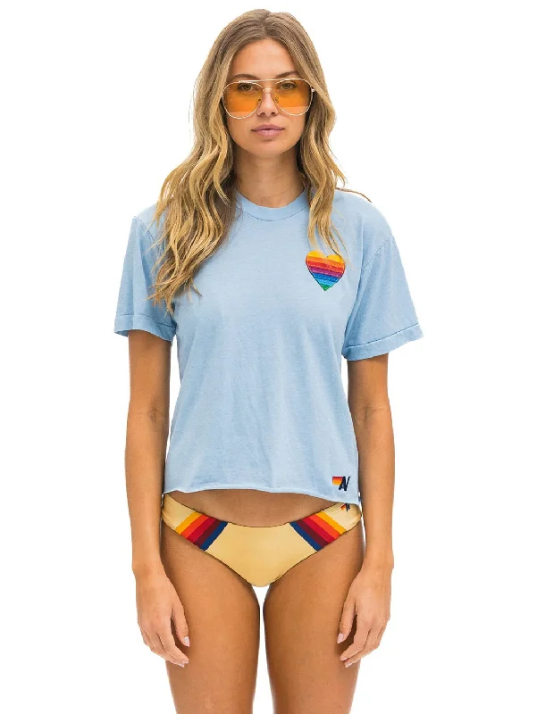 Rainbow Heart Stitch Boyfriend Tee - Ice Chenille Fabric Brocade Fabric Lace Fabric