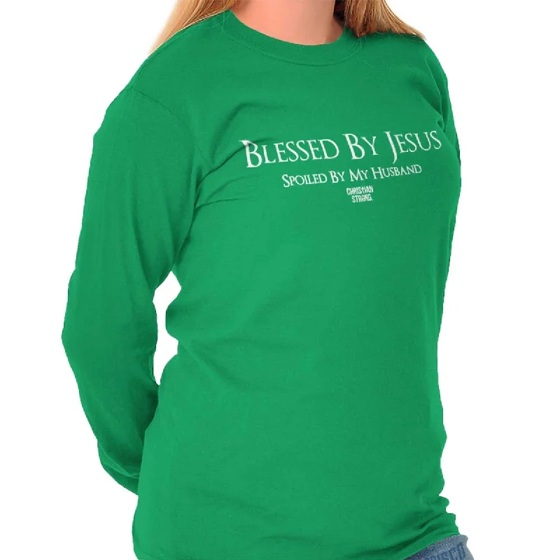 Spoiled By Jesus Christian T Shirt Jesus Cross Novelty Gift Long Sleeve T-shirt Real Fur Shearling Chenille Spoiled By Jesus Christian T Shirt Jesus Cross Novelty Gift Long Sleeve T-shirt Real Fur Shearling Chenille