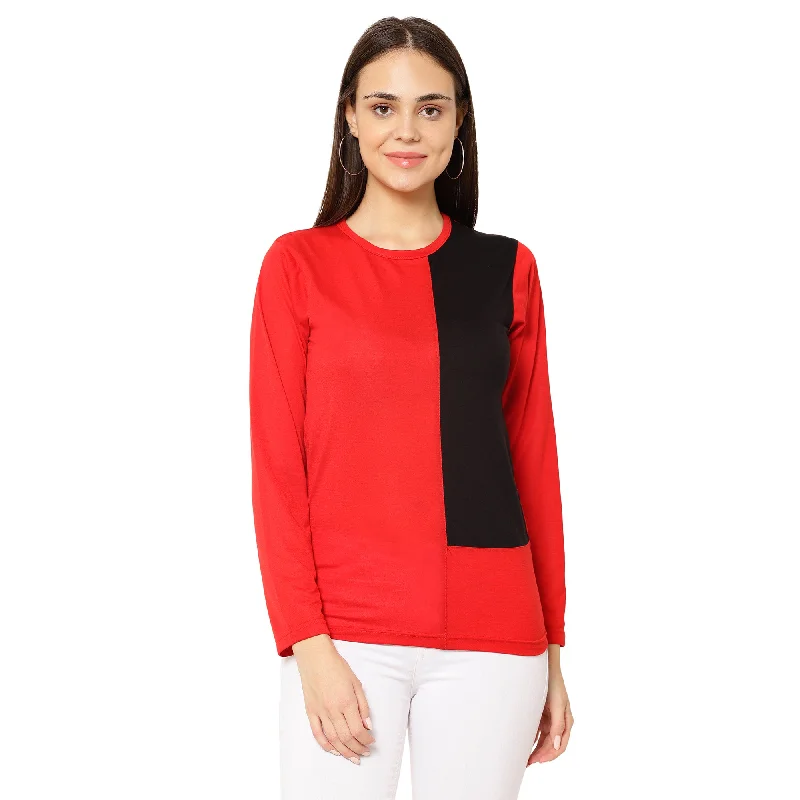 Vimal Jonney Red Color Full Sleeve Tshirt For Women Machine Wash Dry Clean Hand Wash Vimal Jonney Red Color Full Sleeve Tshirt For Women Machine Wash Dry Clean Hand Wash