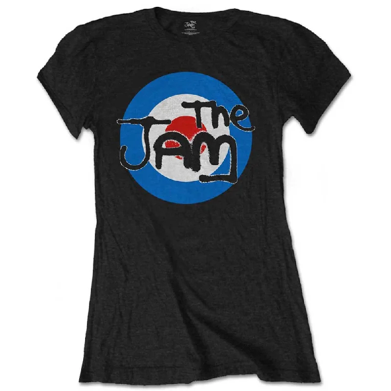 The Jam Spray Target Logo Ladies T-Shirt Notch Collar Peter Pan Collar Cowl Neck