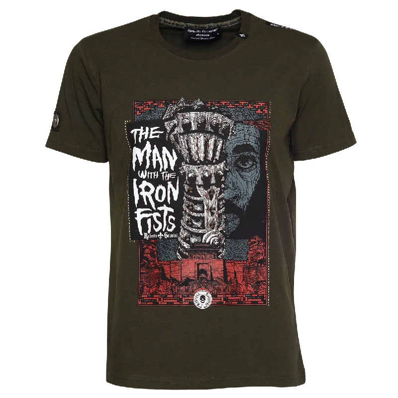 Iron Fist T-Shirt Khaki Unisex Solid Print Embellished