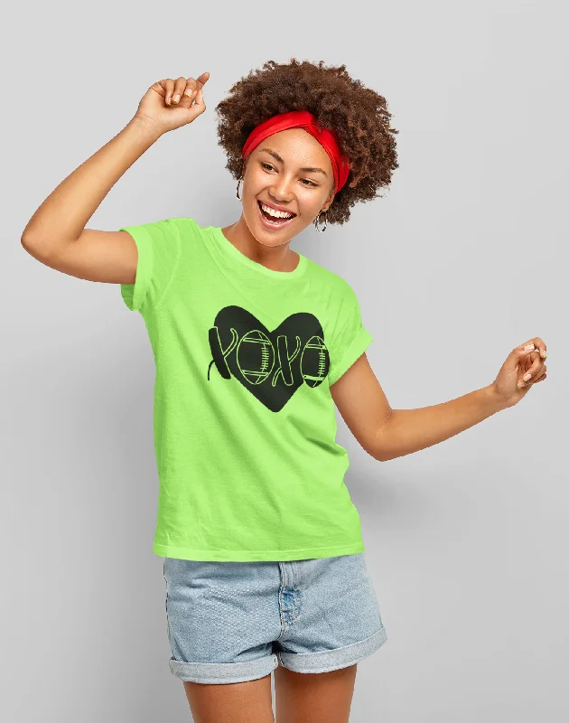 Women Round Neck Liril Green T Shirt XOXO Spandex Blend Rayon Blend Denim Blend