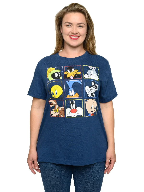 Women's Looney Tunes T-Shirt Plus Size Bugs Bunny Blue Daffy Sylvester Tweety Zippered Front Buttoned Front Snap Front Women's Looney Tunes T-Shirt Plus Size Bugs Bunny Blue Daffy Sylvester Tweety Zippered Front Buttoned Front Snap Front