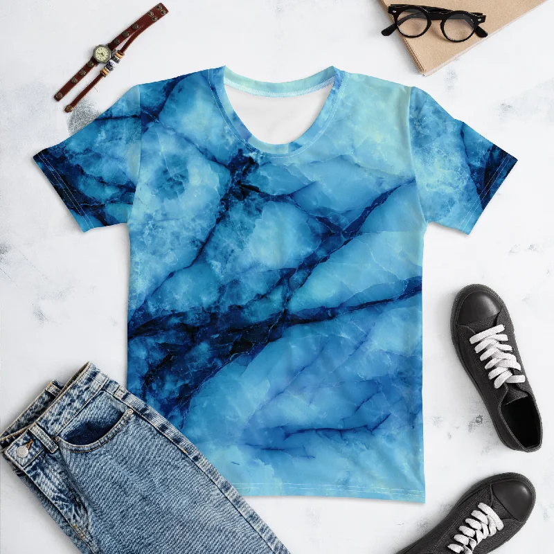 Women's T-shirt "Sky Blue Quartz" Mesh Fabric Canvas Fabric Denim Fabric