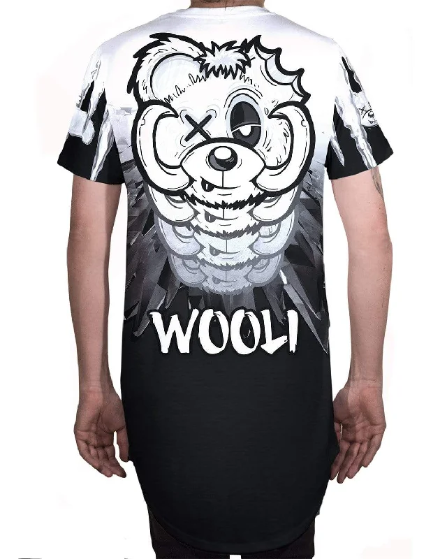 Wooli Black Ice Long Tee Hooded Caped Shawl Collar